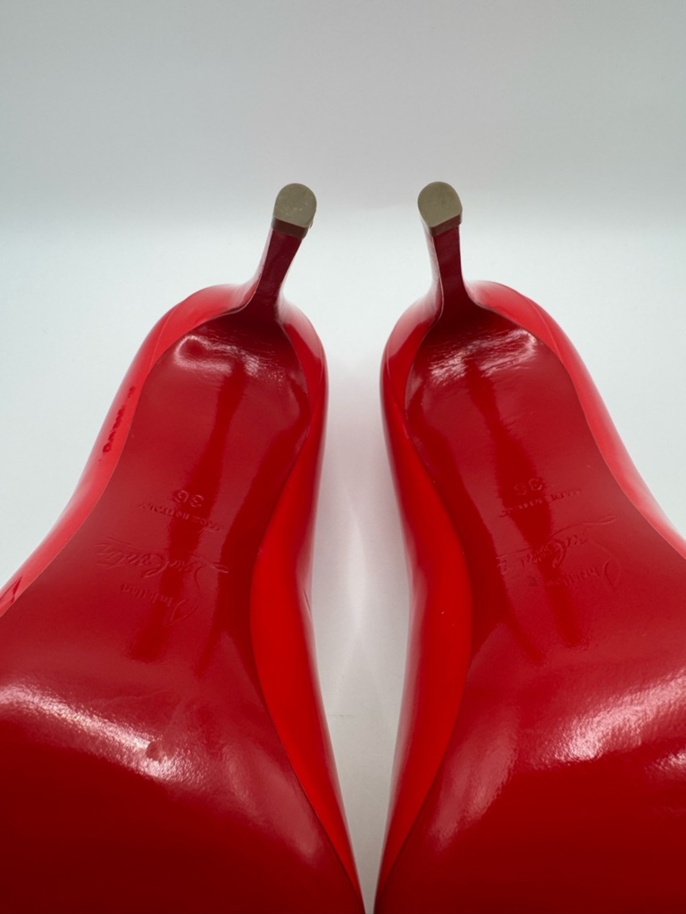 Christian Louboutin Kate 100 Patent Leather Red Pump Size 36 Excellent - Picture 9 of 9